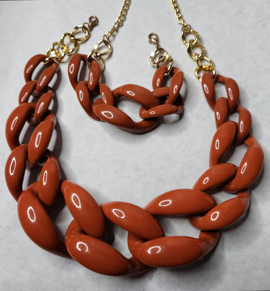 Brown Necklace and Bracelet Set