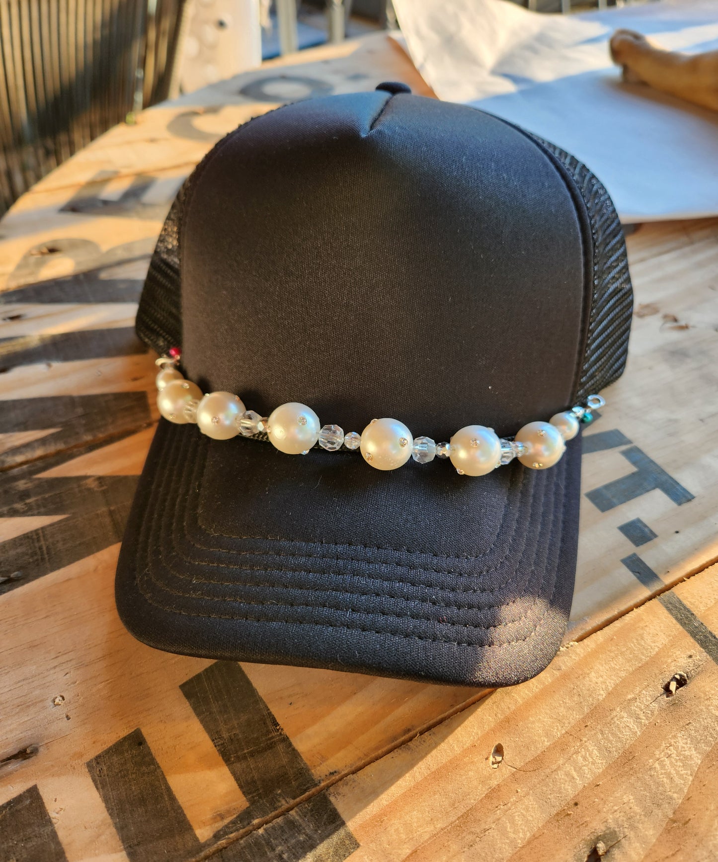 Trucker Hat Pearl Chain