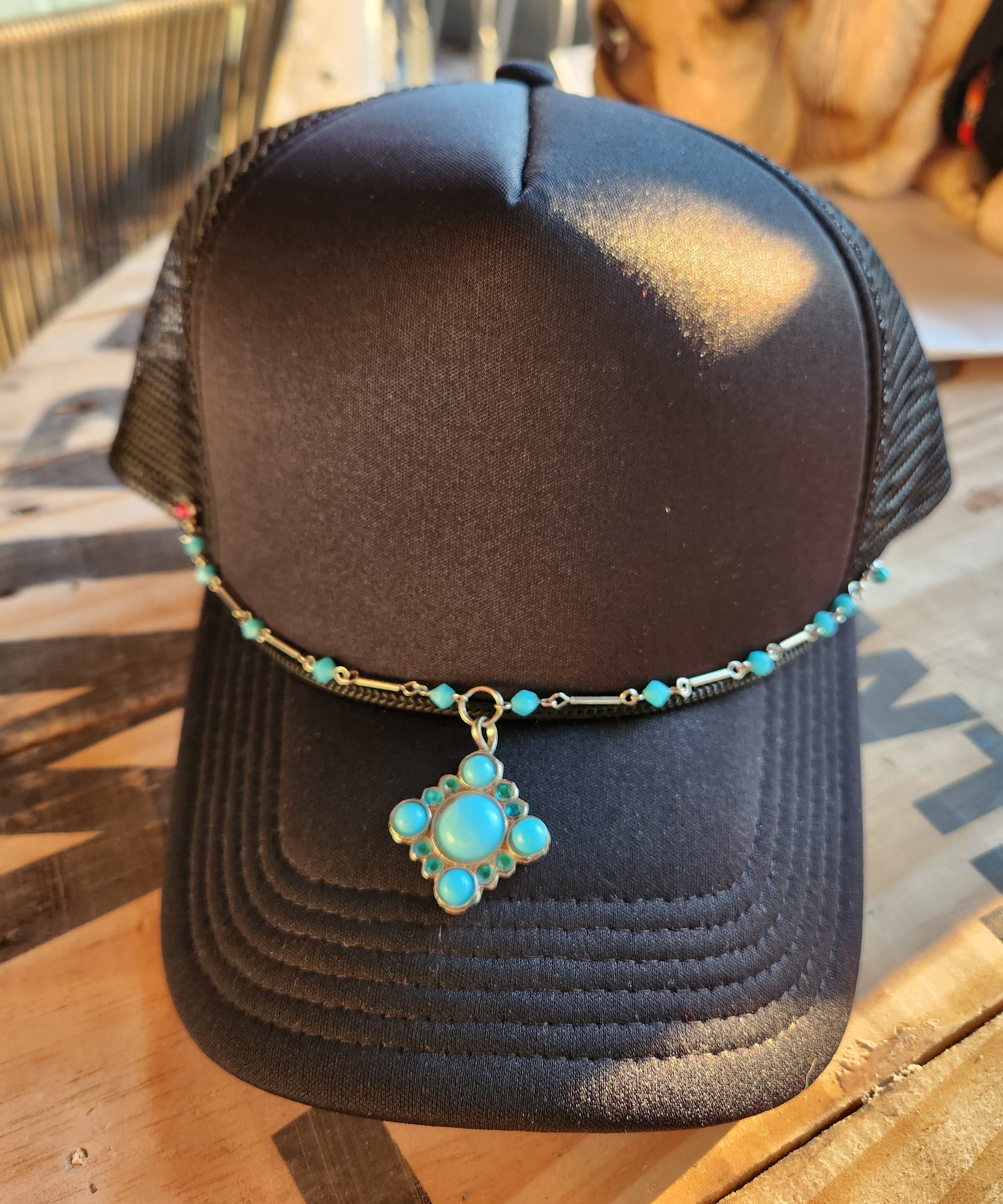 Trucker Hat Turquoise Charm Chain