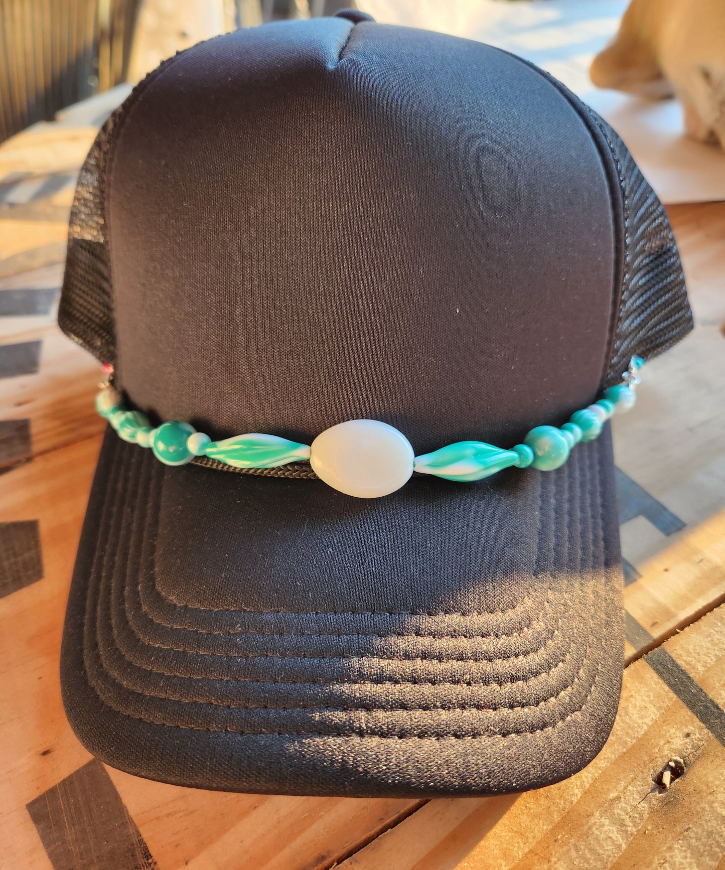 Trucker Hat Turquoise Beads Chain