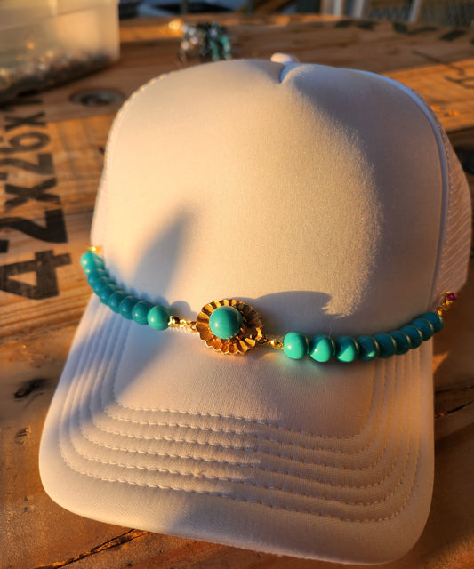 Trucker Hat Turquoise Beads Chain