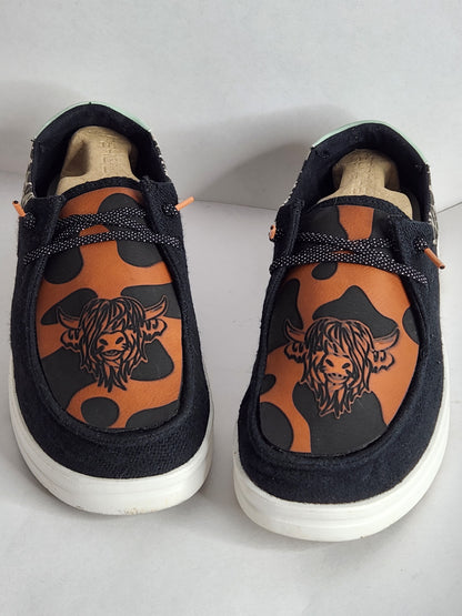 Highland Cow Engraved Boat Shoes