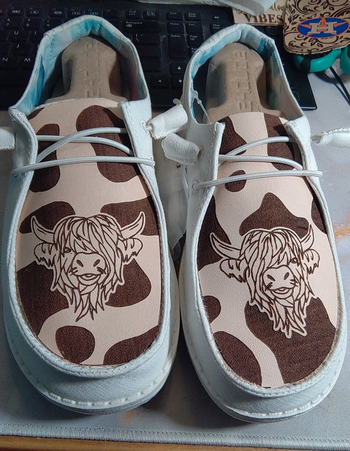 Highland Cow Engraved Boat Shoes